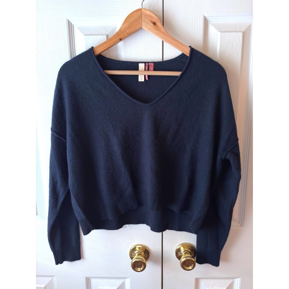 PILCRO anthropologie Navy Blue 100% Cashmere Oversized V-Neck Sweater XXS